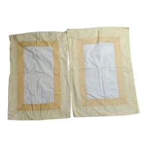 2 Restoration Hardware Yellow White 100% Cotton Standard Pillowcases Shams